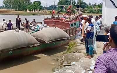 দেওয়ানগঞ্জে ব্রহ্মপুত্র নদের ভাঙ্গনে জিও ব্যাগ উদ্বোধন