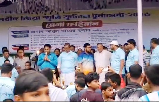 রায়পুরে শহীদ জয়িা স্মৃতি ফুটবল র্টুনামন্টে-২০২৬ এর ফাইনাল অনুষ্ঠতি, চ্যাম্পয়িন রায়পুর পৌর একাদশ