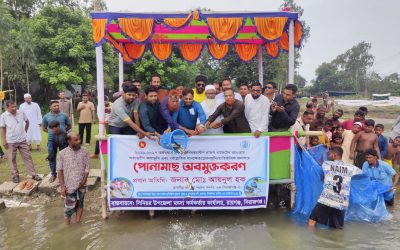 দেশীয় মাছের উৎপাদন বাড়াতে রায়গঞ্জে ২৮৫ কেজি পোনামাছ অবমুক্ত