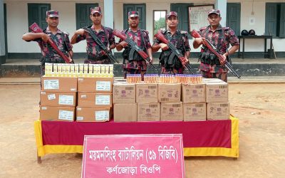 শ্রীবরদীতে বিজিবি অভিযানে ৪ লাখ ৫৯ হাজার টাকার ভারতীয় কসমেটিক্স জব্দ