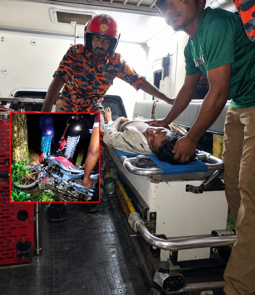 সিরাজদিখানে গাছের সঙ্গে মোটরসাইকেলের ধাক্কা, চালক গুরুতর আহত